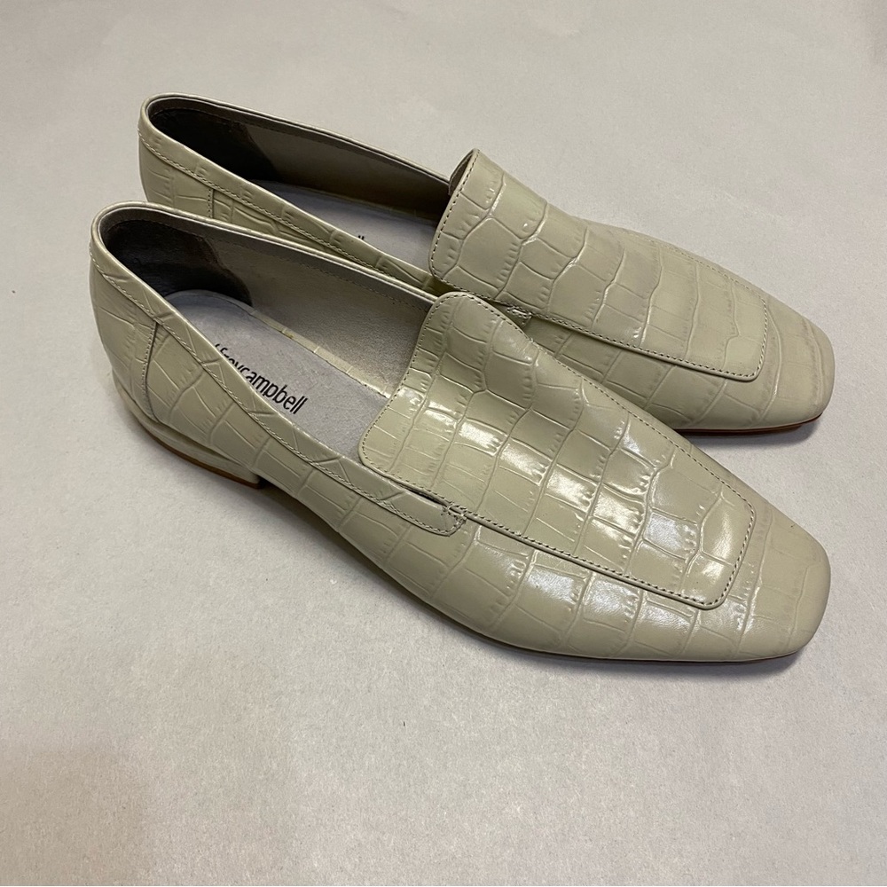 Jeffrey Campbell Women’s Marko Croc Embossed Loafers Size 10 Ivory Designer
